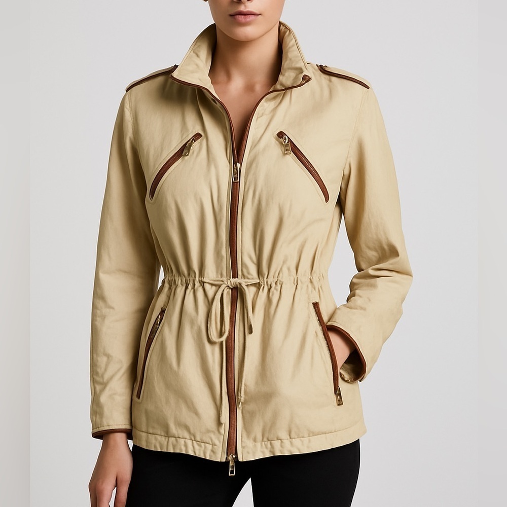 Zara Utility Military Equestrian Jacket Tan Size Small - Picture 15 of 15